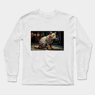 Artsy Cat painted in artsy Colors Long Sleeve T-Shirt